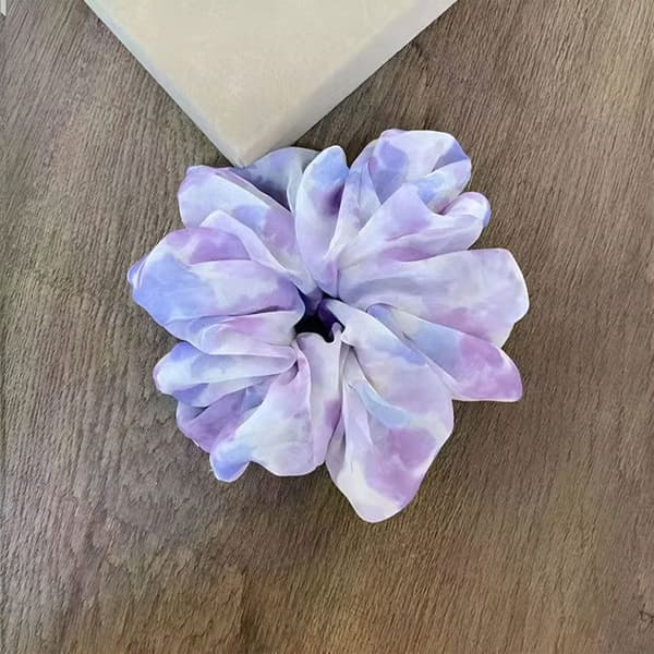 Chouchou Maxi för Hår i Mjuk Aquarelle Tyg Aesthetic Lila Lila
