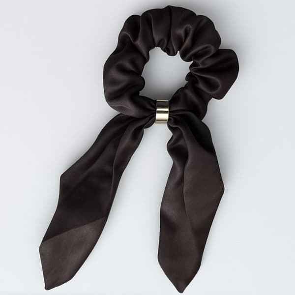 Elegant Korthårsband i Satin med Fjädermönster Kaffe Brun Mörk Brun