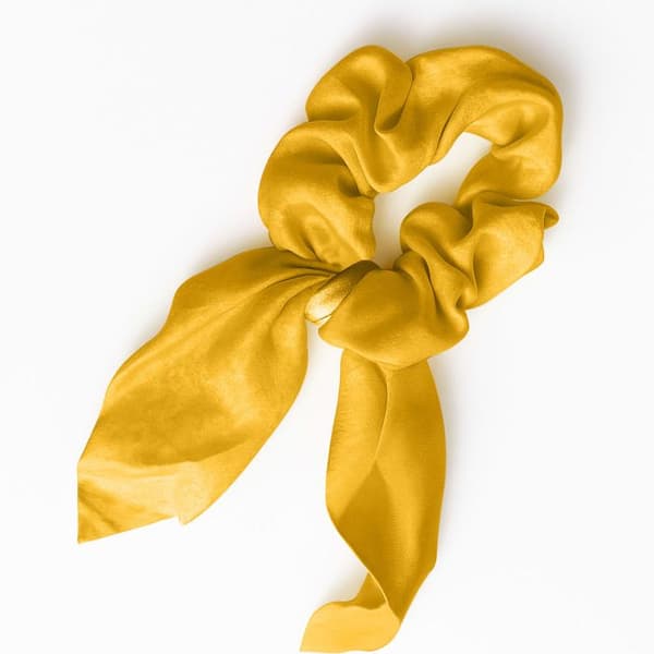 Chouchou Foulard Kort för Hår i Satin Elegant Gul Gul