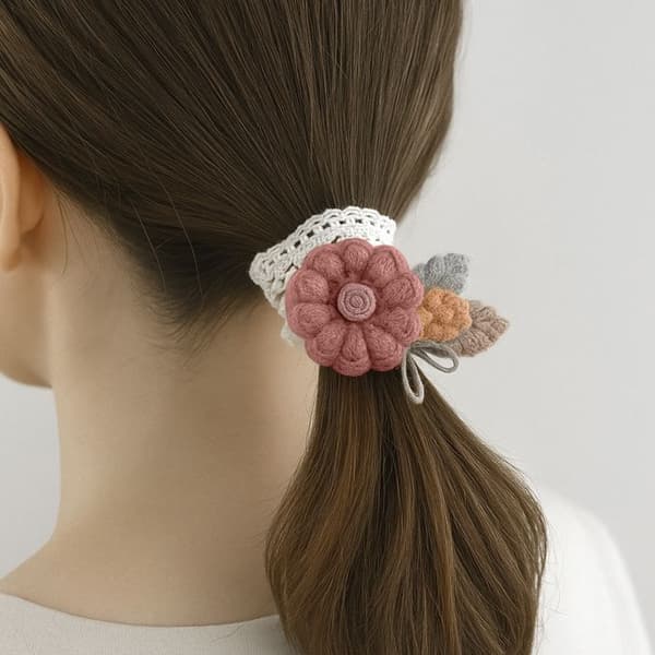 Bandeau Princessor för Hår i Spets och Söt Rose Blomma