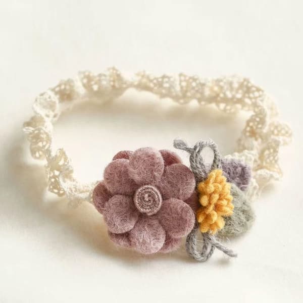 Bandeau Princessor för Hår i Spets och Söt Rose Blomma
