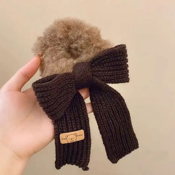 Chouchou Duveteux för Hår i Fleece och Stickad Cozy Slips Brun Brun