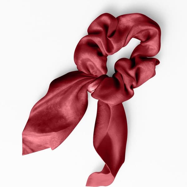 Chouchou Foulard Kort för Hår i Siden Elegant Fjäril Bordeaux Bordeaux