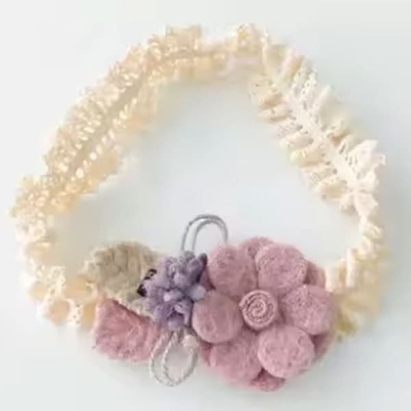 Bandeau Prinsessor för Hår i Spets och Snygg Lila Blomma Lila