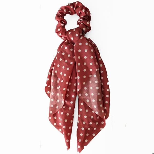 Chouchou Foulard Lång för Hår i Satin med Prickar Avslappnad Rosa Rosa