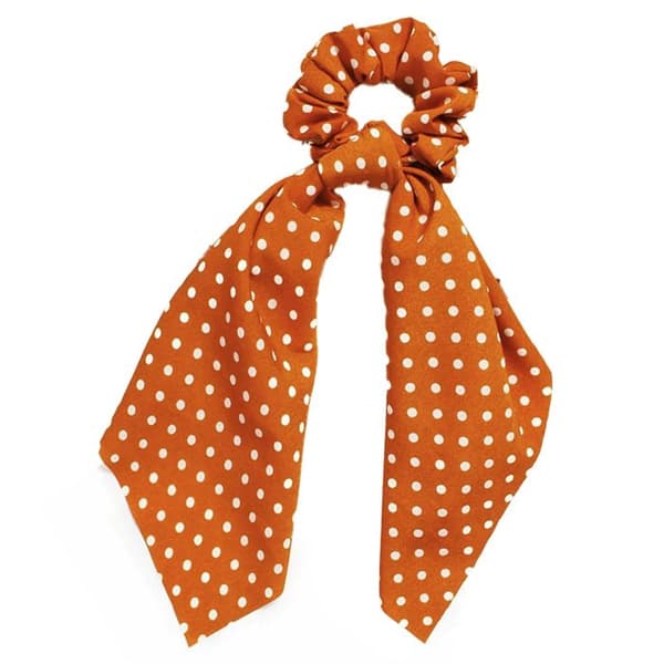 Chouchou Foulard Lång för Hår i Siden med Prickar Avslappnad Orange Orange