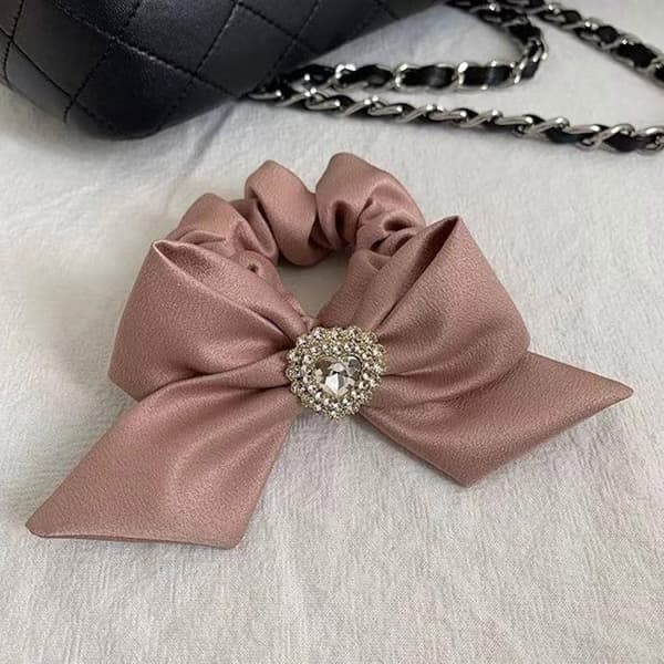 Chouchou Klassisk för Satin Hårmed Rosett med Rosett i Diamant Rosa