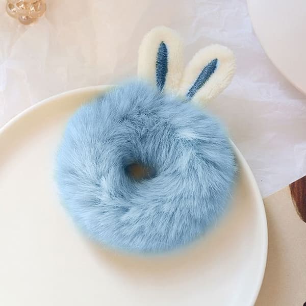 Chouchou Klassisk för Fluffigt Hår med Blå Kaninöron