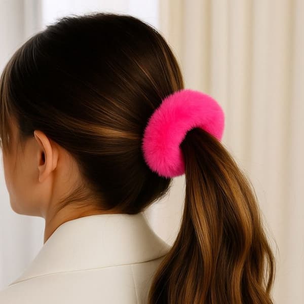 Chouchou Klassisk för Hår i Fuzzy Duvet Hallon Rosa