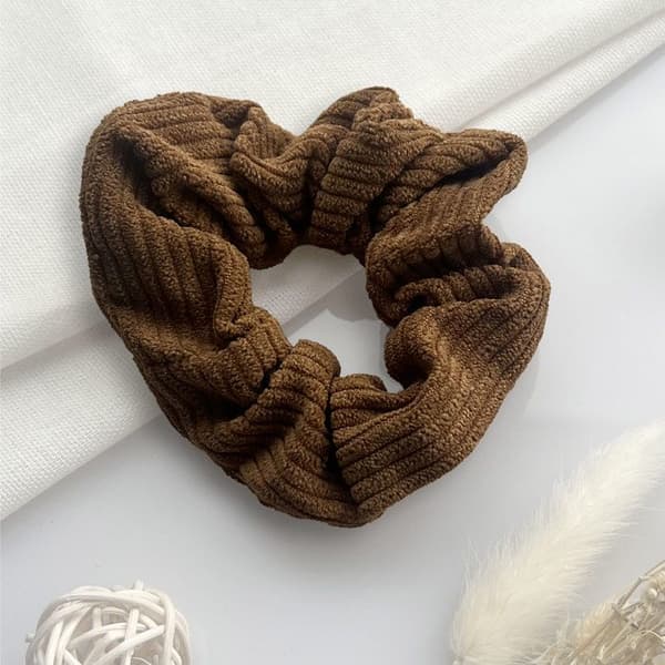 Chouchou Klassisk för Hår i Vintage Brun Ribbade Velour