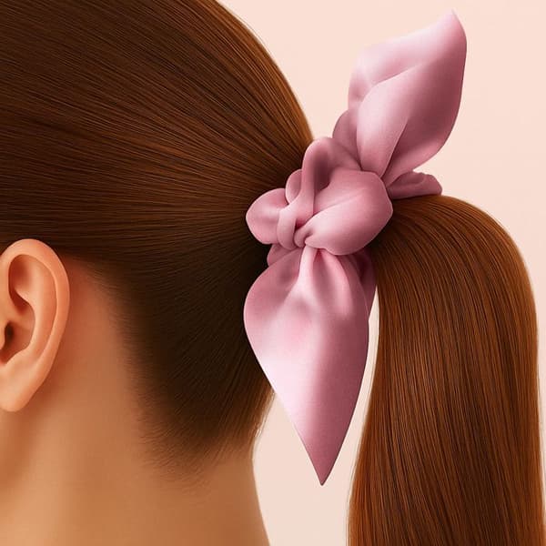 Chouchou Foulard Kort för Hår i Satin Elegant Lila Violett