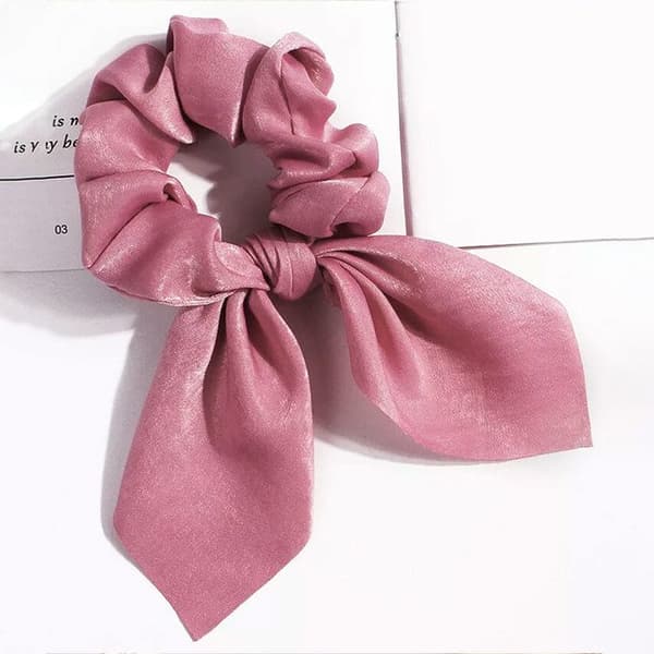 Chouchou Foulard Kort för Hår i Satin Elegant Lila Violett