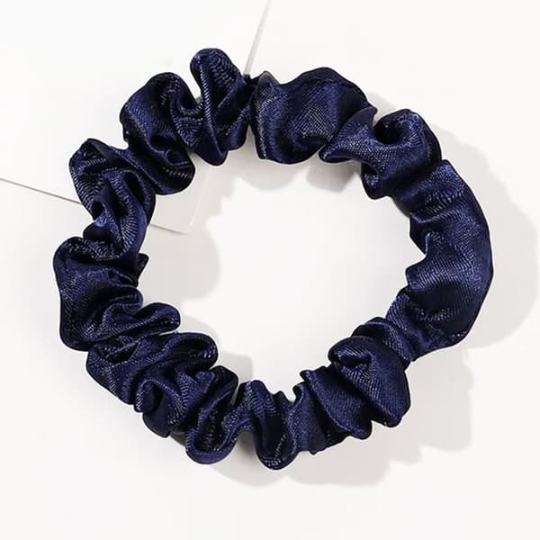 Chouchou Klassisk för Hår i Minimalistisk Plisserad Satin Marinblå