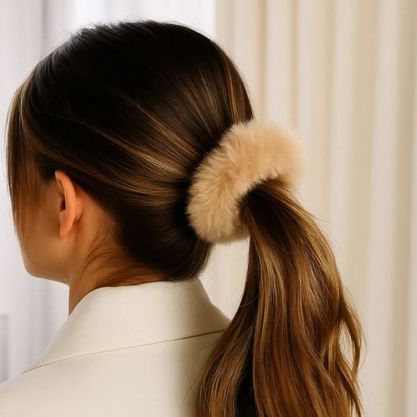 Chouchou Klassisk för Hår i Fjäderlätt Beige