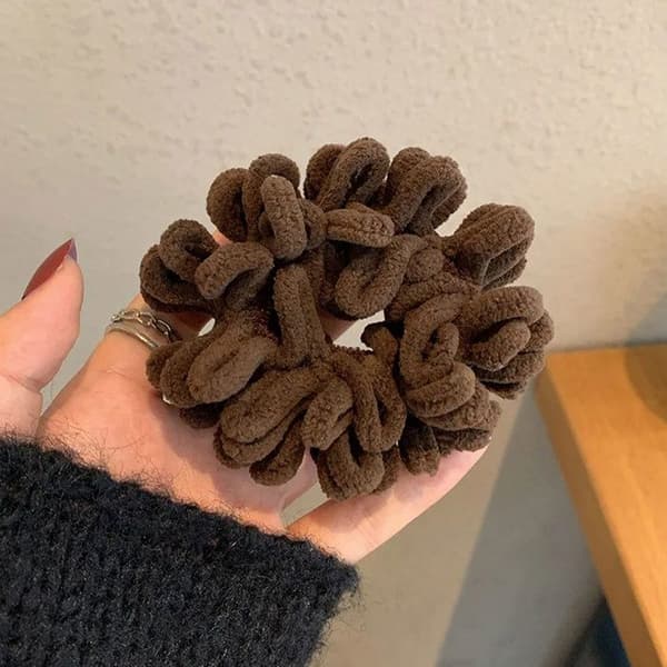 Chouchou Klassisk för Hår i Mjuk Boucle Sammet Brun Brun