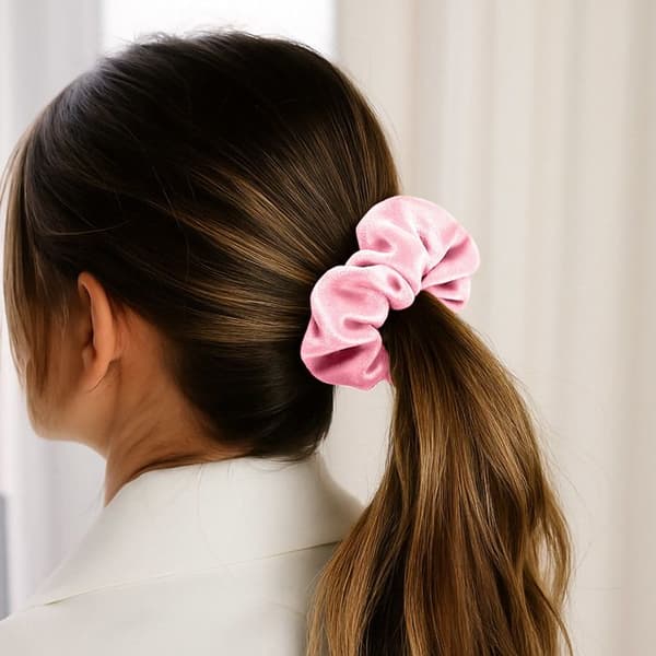 Chouchou Maxi för Hår i Enfärgad Sammet Lätt Rosa