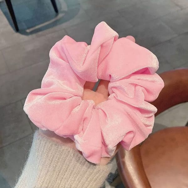 Chouchou Maxi för Hår i Enfärgad Sammet Lätt Rosa