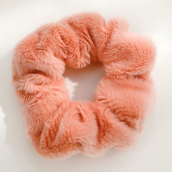 Chouchou Pälsgummiband för Hår i Minky Fuzzy Delikat Orange Orange