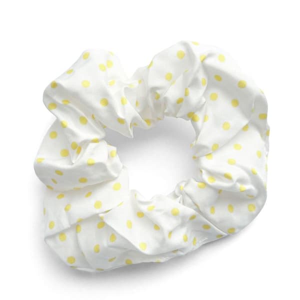 Chouchou Klassisk för Hår i Mjuk K Cotton med Retro Chic Prickar Gult Vitt / Gult