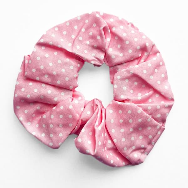 Chouchou Klassisk för Hår i Mjuk Bomull med Retro Chic Prickar Rosa