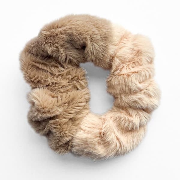 Chouchou Pelucheux för Hår i Minky Fluffy Duo Cosy Brun Beige