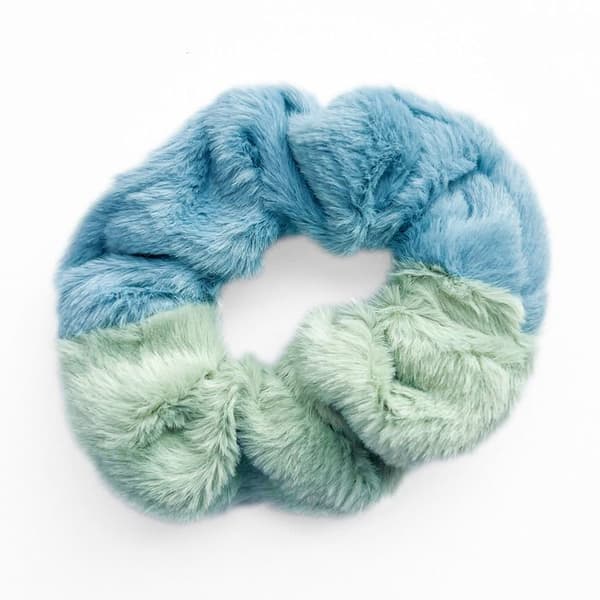 Chouchou Plysch för Hår i Minky Fluffy Duo Cosy Blå och Grön Grön
