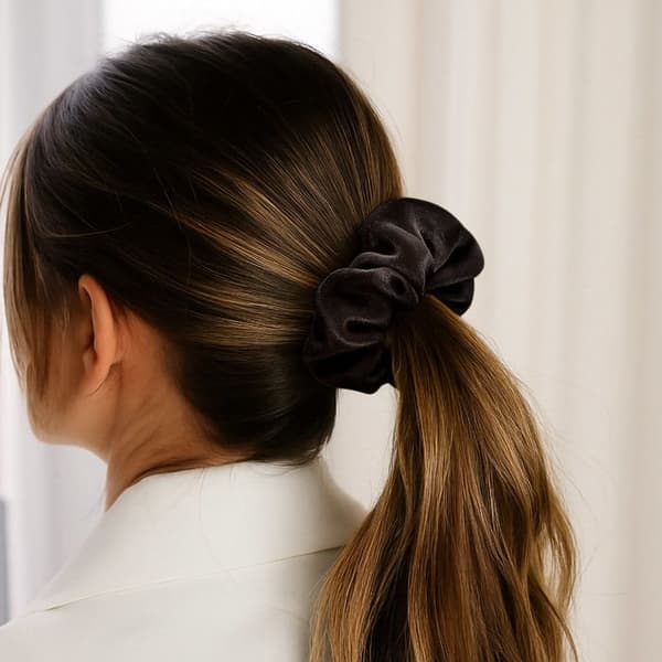 Chouchou Maxi för Hår i Enfärgad Sammet Casual Brun Brun