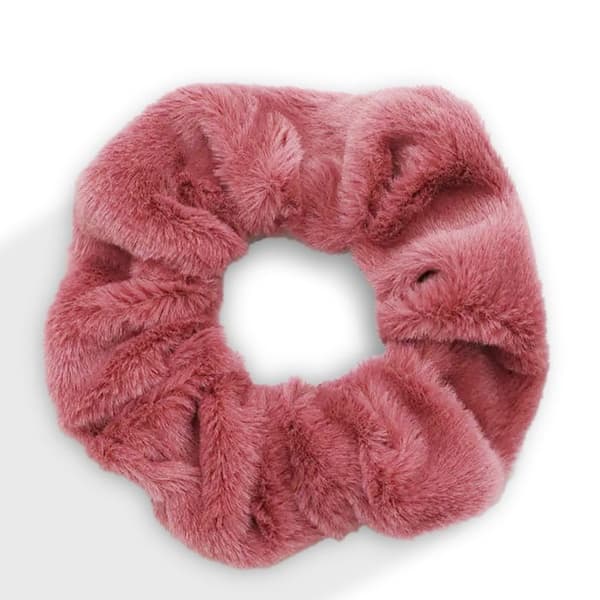 Chouchou Plysig för Hår i Minky Fluffy Delikat Fuchsia Rosa