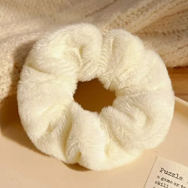 Chouchou Pelucheux för Hår i Minky Fluffy Delikat Beige Beige