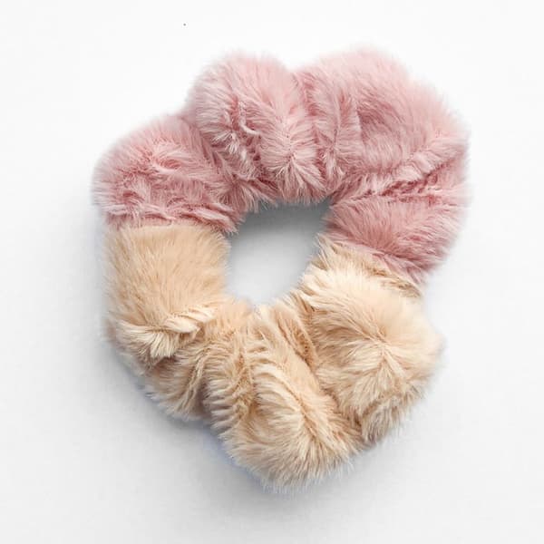 Chouchou Pelucheux för Hår i Minky Fluffy Duo Cosy Rosa och Brun Rosa