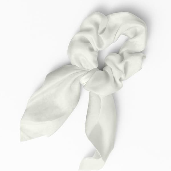 Chouchou Foulard Kort för Hår i Satin Elegant Vit Vit