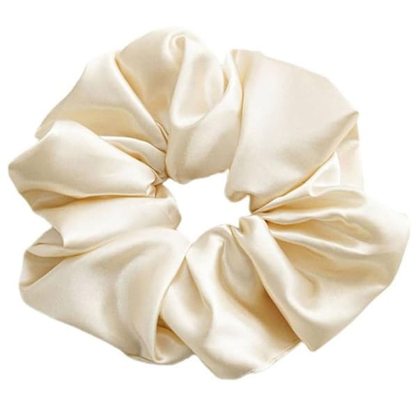 Chouchou Klassisk för Enfärgat Silkes Hårband Minimalistisk Elfenben Beige