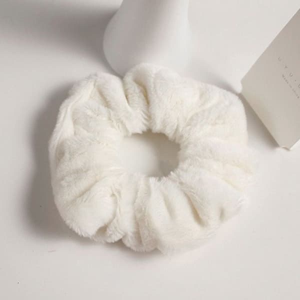 Chouchou Pelucheux för Hår i Minky Fluffy Delikat Vit Vit