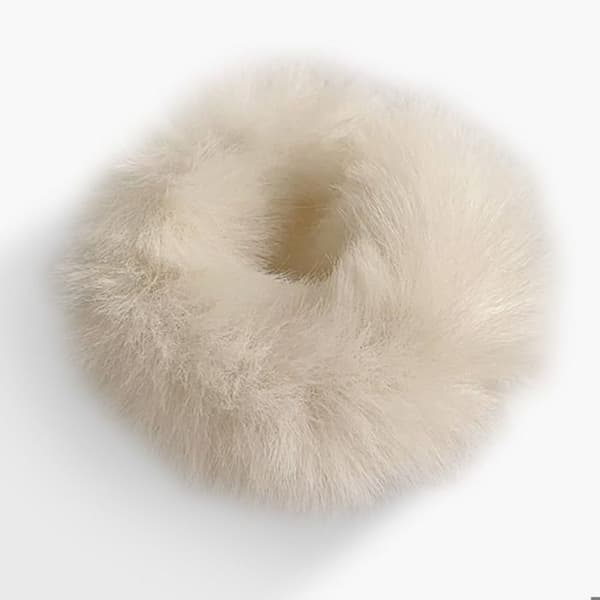 Chouchou Klassisk för Hår i Falsk Fleece Fluffy Mjuk Vit Vit