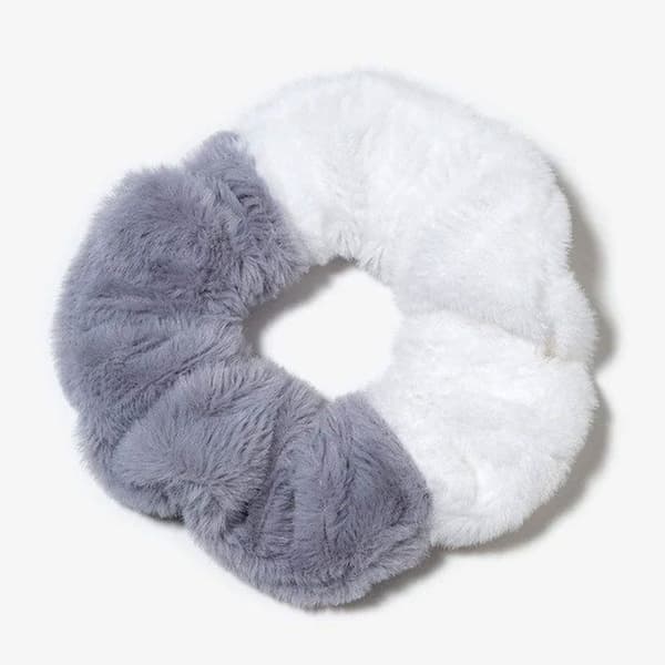 Chouchou Pelucheux för Hår i Minky Fluffy Duo Cosy Grå och Vit Grå