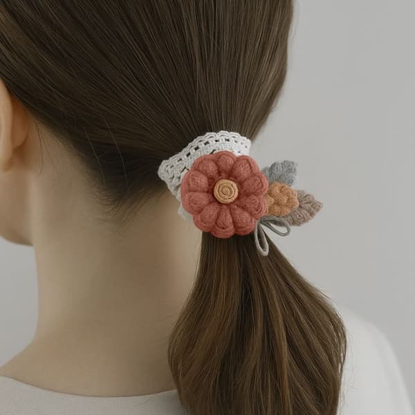 Bandeau Prinsessor för Hår i Spets och Blomma Snygg Orange Beige