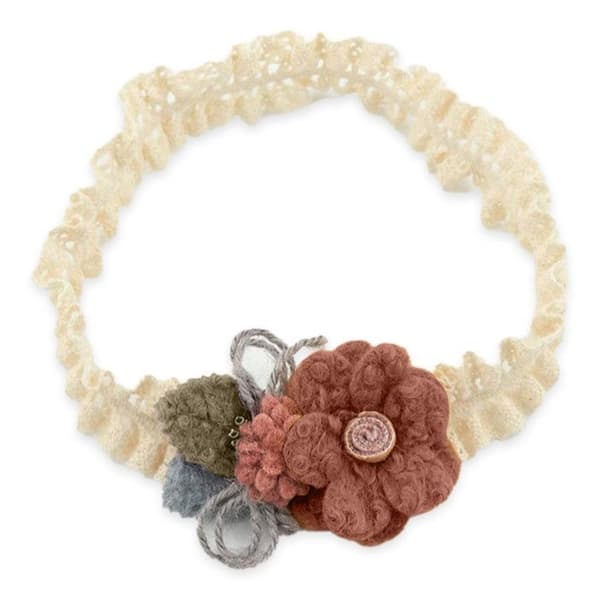Bandeau Prinsessor för Hår i Spets och Blomma Snygg Orange Beige