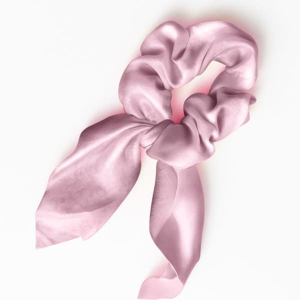 Chouchou Foulard Kort för Hår i Satin Elegant Rosarosa