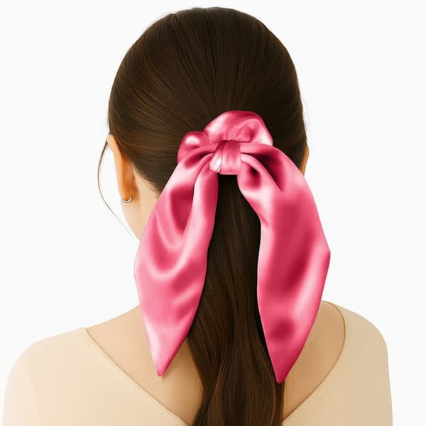 Chouchou Foulard Kort för Hår i Satin Elegant Fuchsia Fuchsia