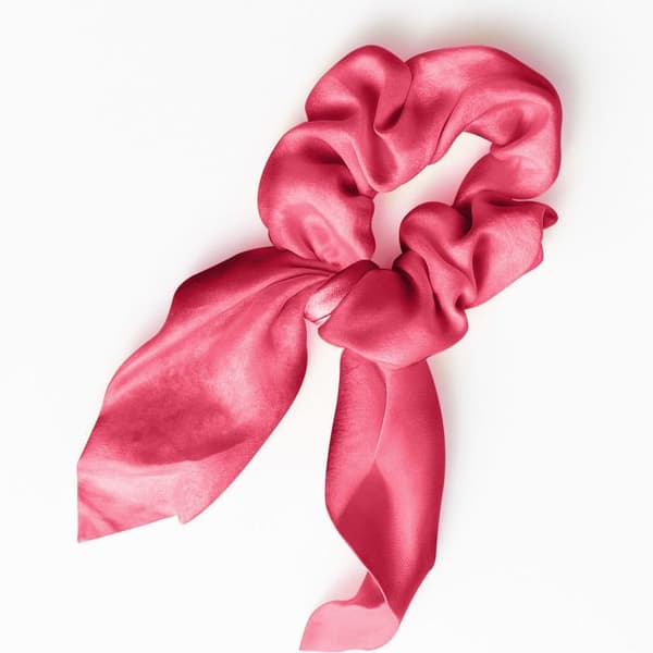 Chouchou Foulard Kort för Hår i Satin Elegant Fuchsia Fuchsia