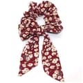 Miniatyrbild 1 av 3: Chouchou Foulard Lång för Hår i Tjock Blommig Boho Bordeaux Röd
