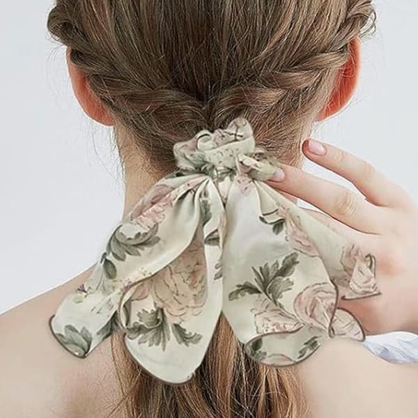 Chouchou Foulard för Hår i Tjock Maxi Blommig Bohemisk Chic Grön Grön