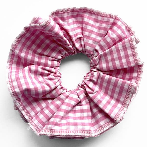 Chouchou Maxi för Hår i Plisserad Vintage Vichy Rosarosa