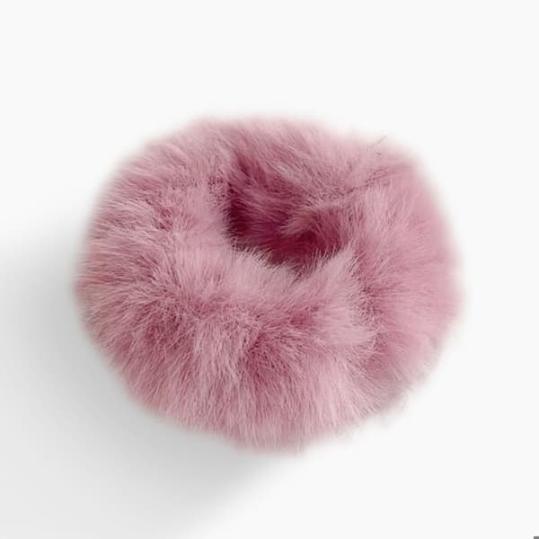 Chouchou Klassisk för Hår i Falsk Pälsgar Fluffy Mjuk Rosa Rosé