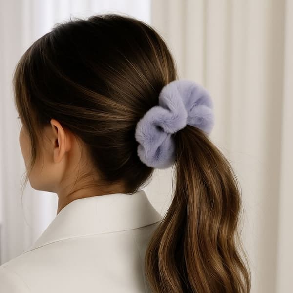Chouchou Pelucheux för Hår i Minky Fluffy Delikat Lavendel Lila