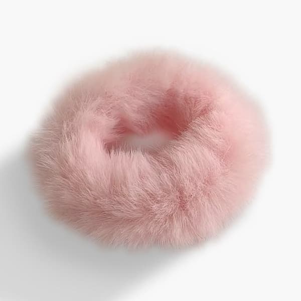 Chouchou Klassisk för Hår i Fuskpäls Fluffy Mjuk Pastellrosa