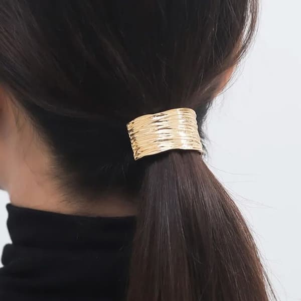 Elastiskt Casual Hårband med Raffinerad Guldsvart / Guld