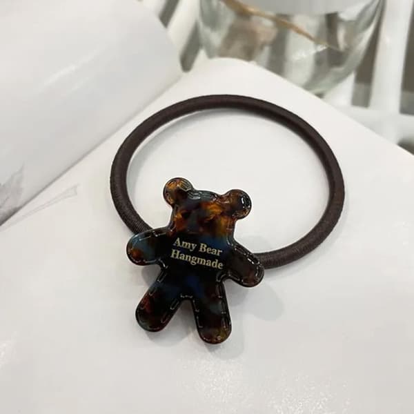 Söt Teddy Örhänge för Hår i Regnbågsfärg, Brunt, Mörkbrun