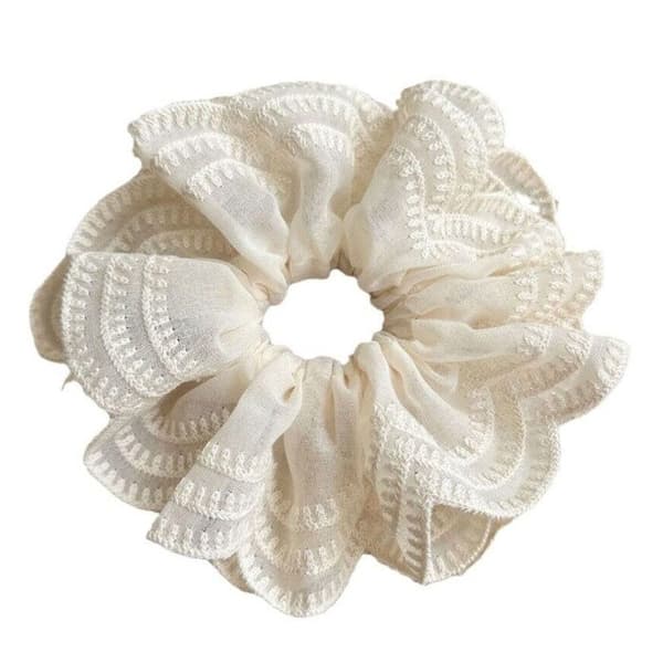 Chouchou Klassisk för Hår i Broderad Vintage Chic Beige Beige