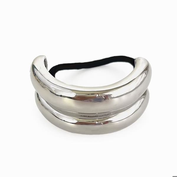 Design Dubbelt C Glamour Hår Elastisk Fantasi Silver Silver